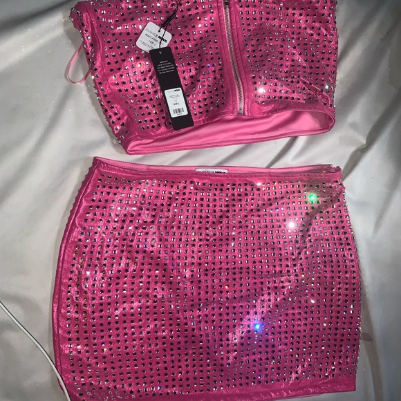 Fashion Nova Pink Sparkle Mini Skirt - Picture 1 of 4